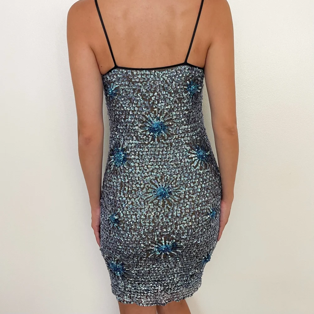 Vivienne Tam Vintage Blue Sequin Mini Dress (Medium)  sororit.