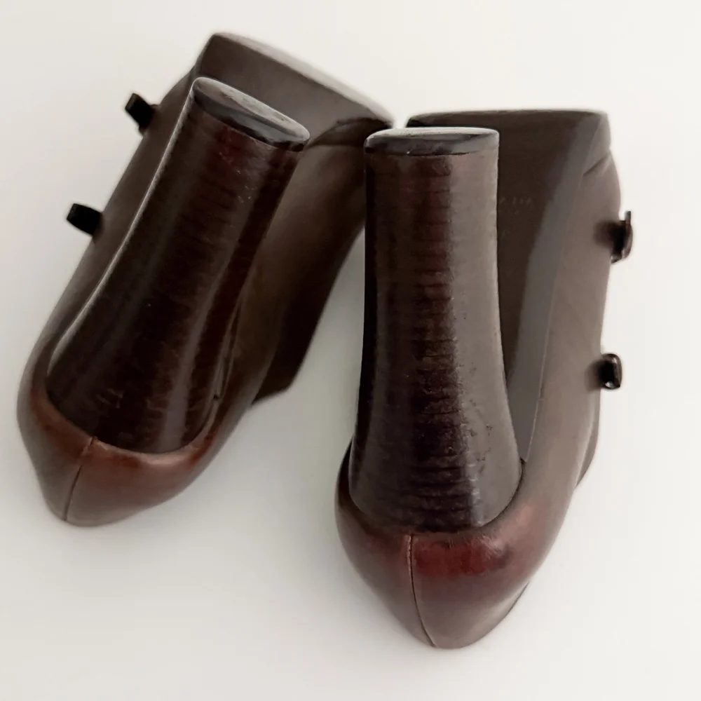 Prada Vintage Brown Leather Buckled Boot Heels (US 9 / IT 38