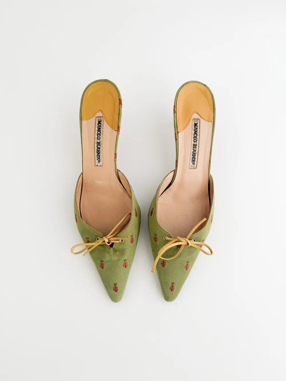 Manolo Blahnik Ladybug Bow Kitten Mule Heels (US 10 / IT 41