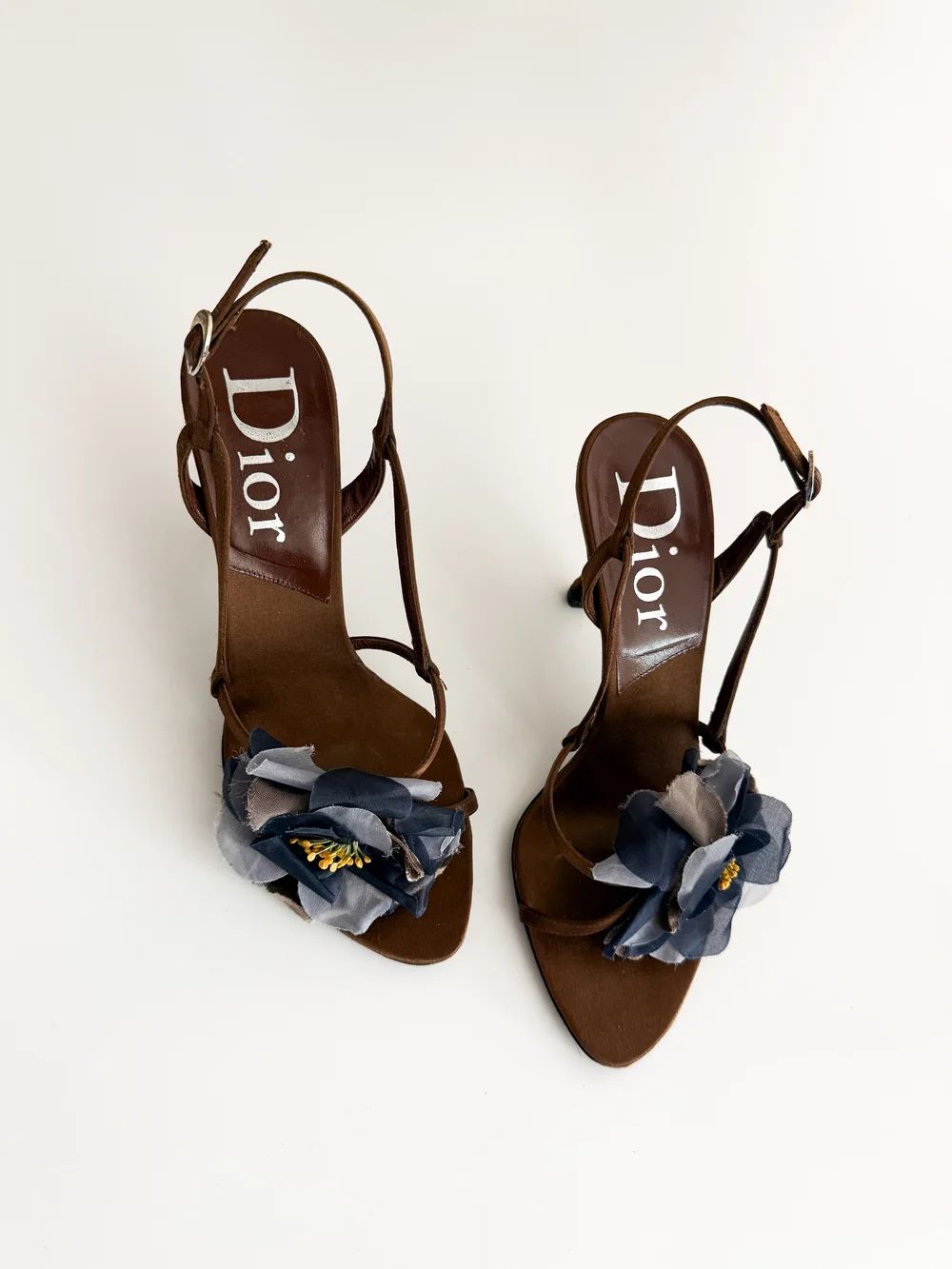 Christian Dior by John Galliano Vintage 2000's Blue Flower Heels