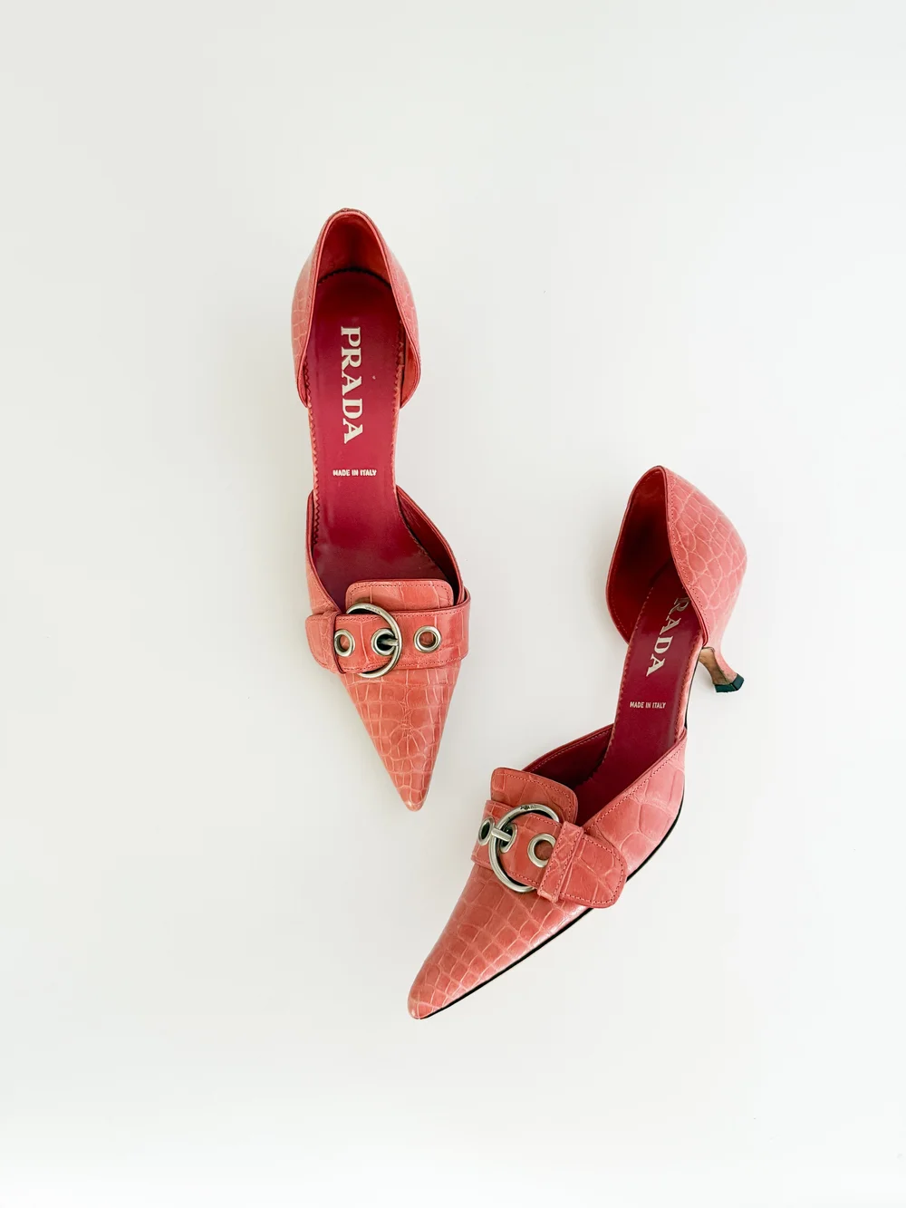 Prada Leather Buckle Kitten Heels (US 9.5 / IT 39) — sororité.
