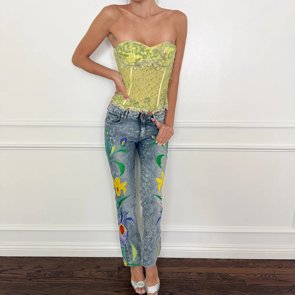 Dolce & Gabbana D&G Vintage Floral Embroidered Jeans (Size 27