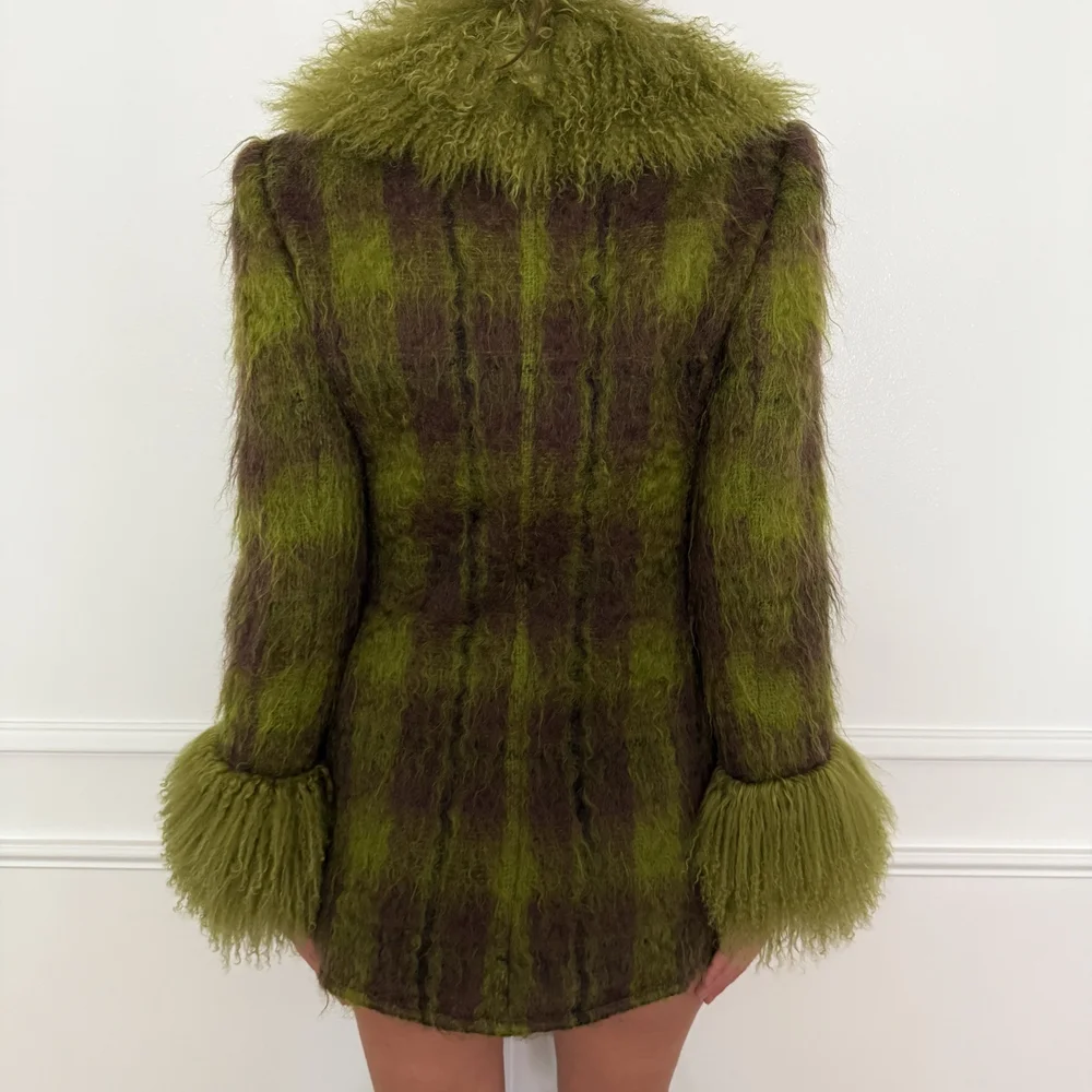 Valentino Vintage 1990's Green Mohair & Wool Coat (S-M