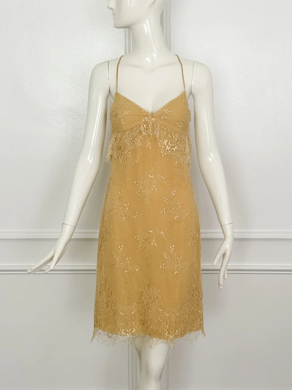 Valentino Vintage Golden Lace Mini Dress (Small)  sororit.
