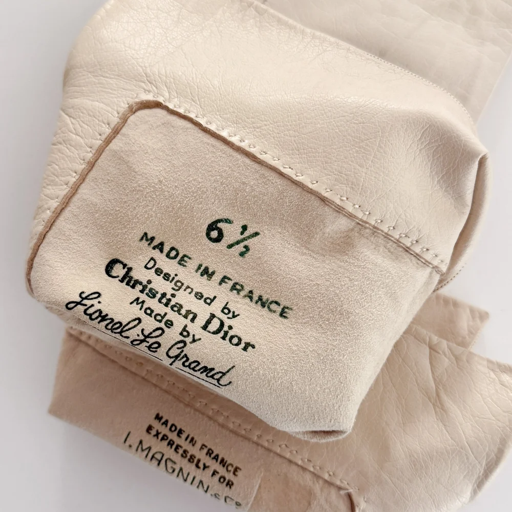 美品 4642 Christian Dior ディオール ドレスグローブホワイト Christian Dior Vintage 1950's/1960's Ivory Leather Evening Gloves
