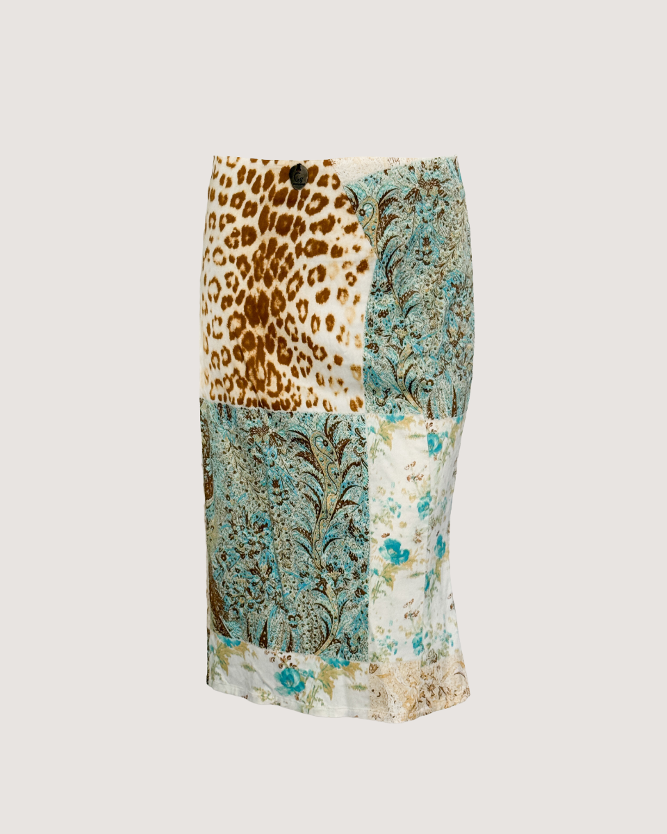 Roberto Cavalli Patterned Patchwork Skirt (Small)