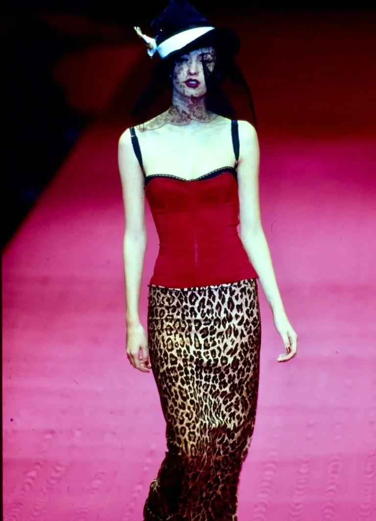 Dolce & Gabbana F/W 1997 Vintage Red Bodice & Vintage Leopard