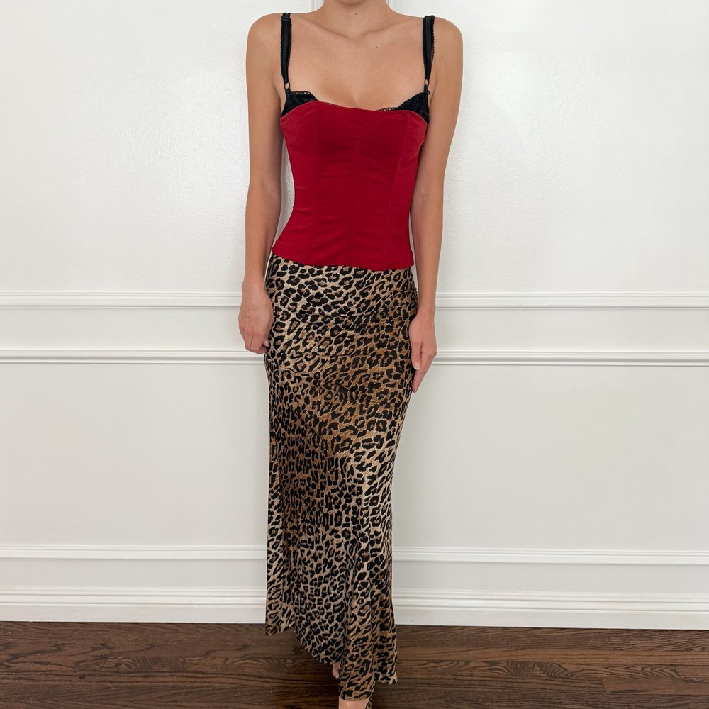 Dolce & Gabbana F/W 1997 Vintage Red Bodice & Vintage Leopard