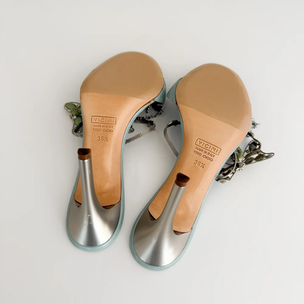 GIUSEPPE ZANOTTI　36.5 サンダル Giuseppe Zanotti Italian Luxury Silver Rhinestone Sandal
