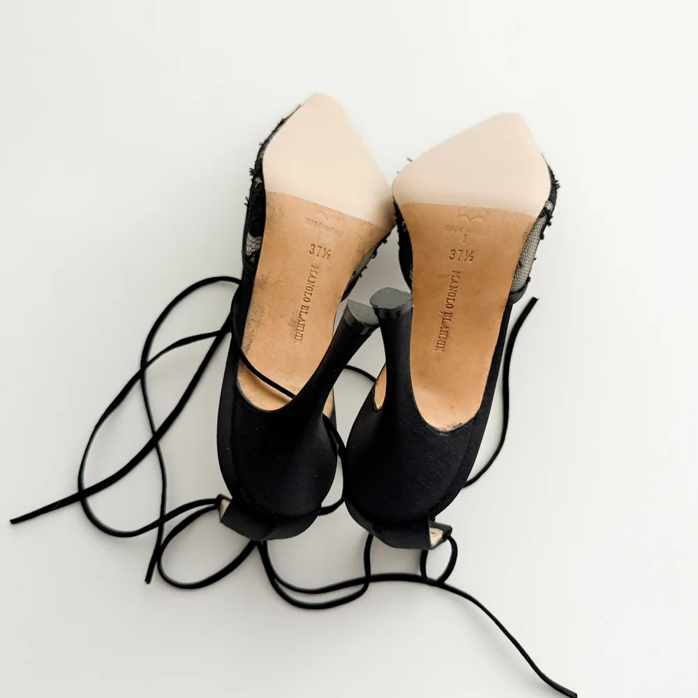 【Manolo Blahnik】レース黒 ハイヒール (37.5) Manolo Blahnik】レース黒 ハイヒール (37.5) Manolo Blahnik