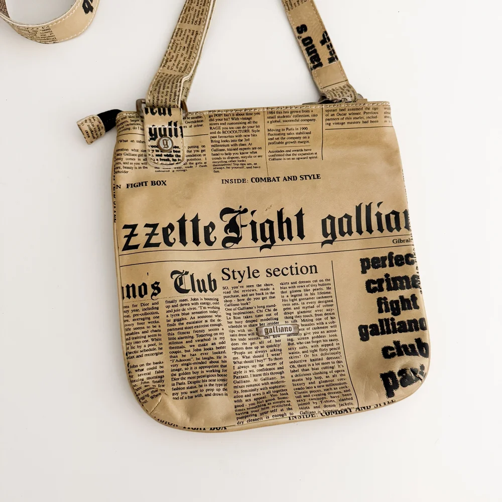 John Galliano Iconic Gazette Newspaper Leather Purse — sororité