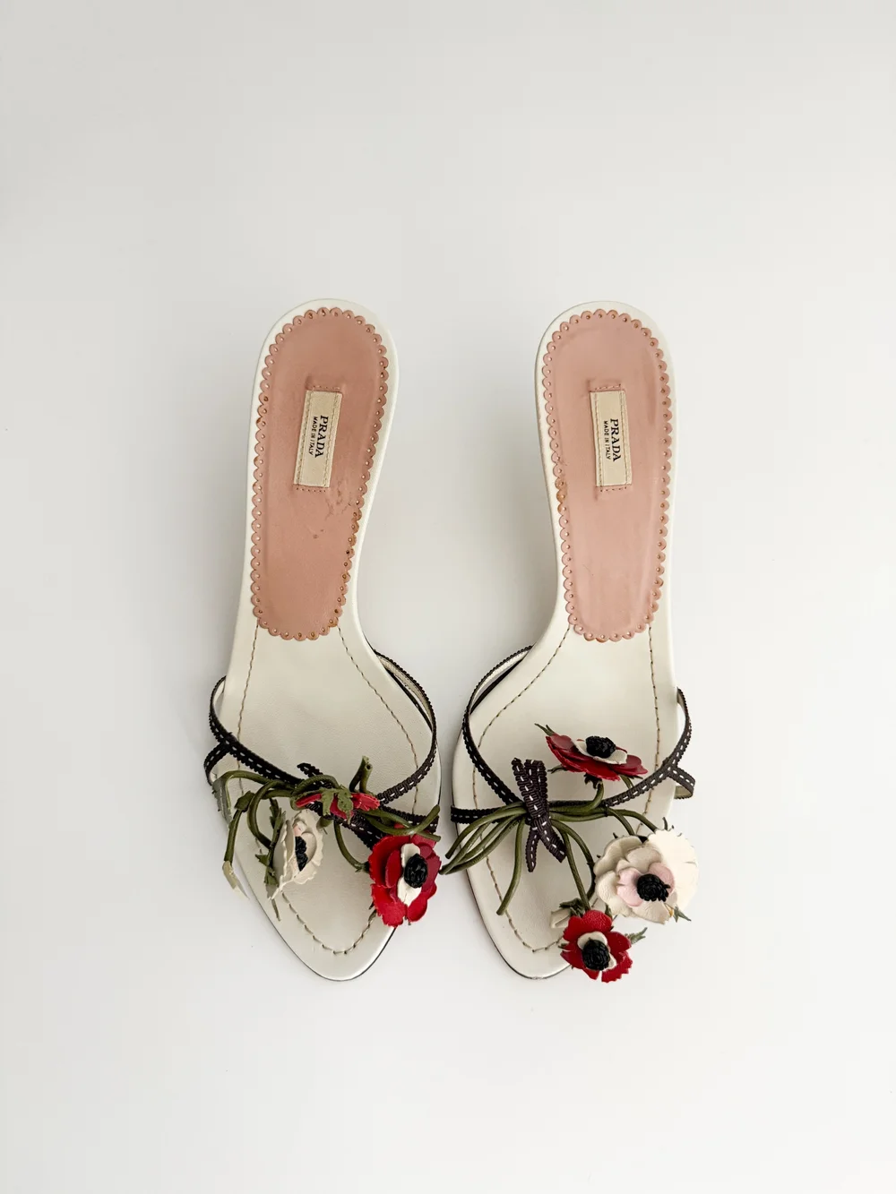 Prada Vintage White Bouquet Sandal Heels (US 7.5 / IT 37.5