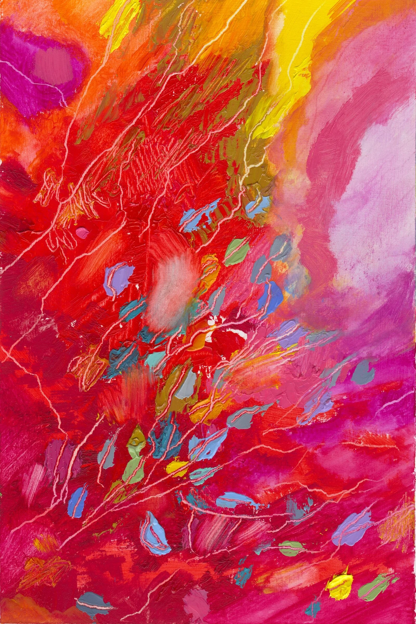 Red & Leaves Oil on paper 19 x 12.5 cm 2018