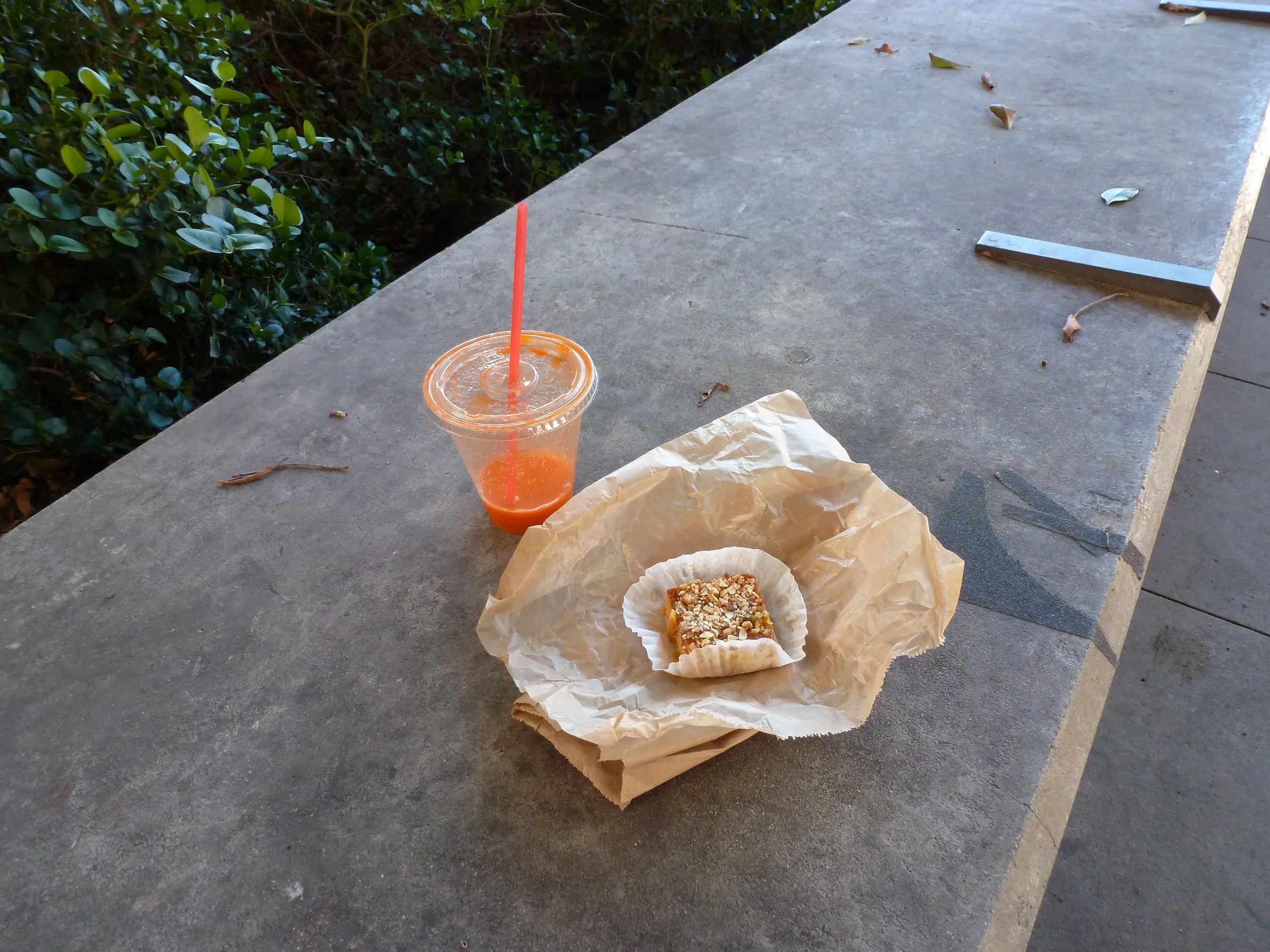 Fresh blended juice and fresh baked goods