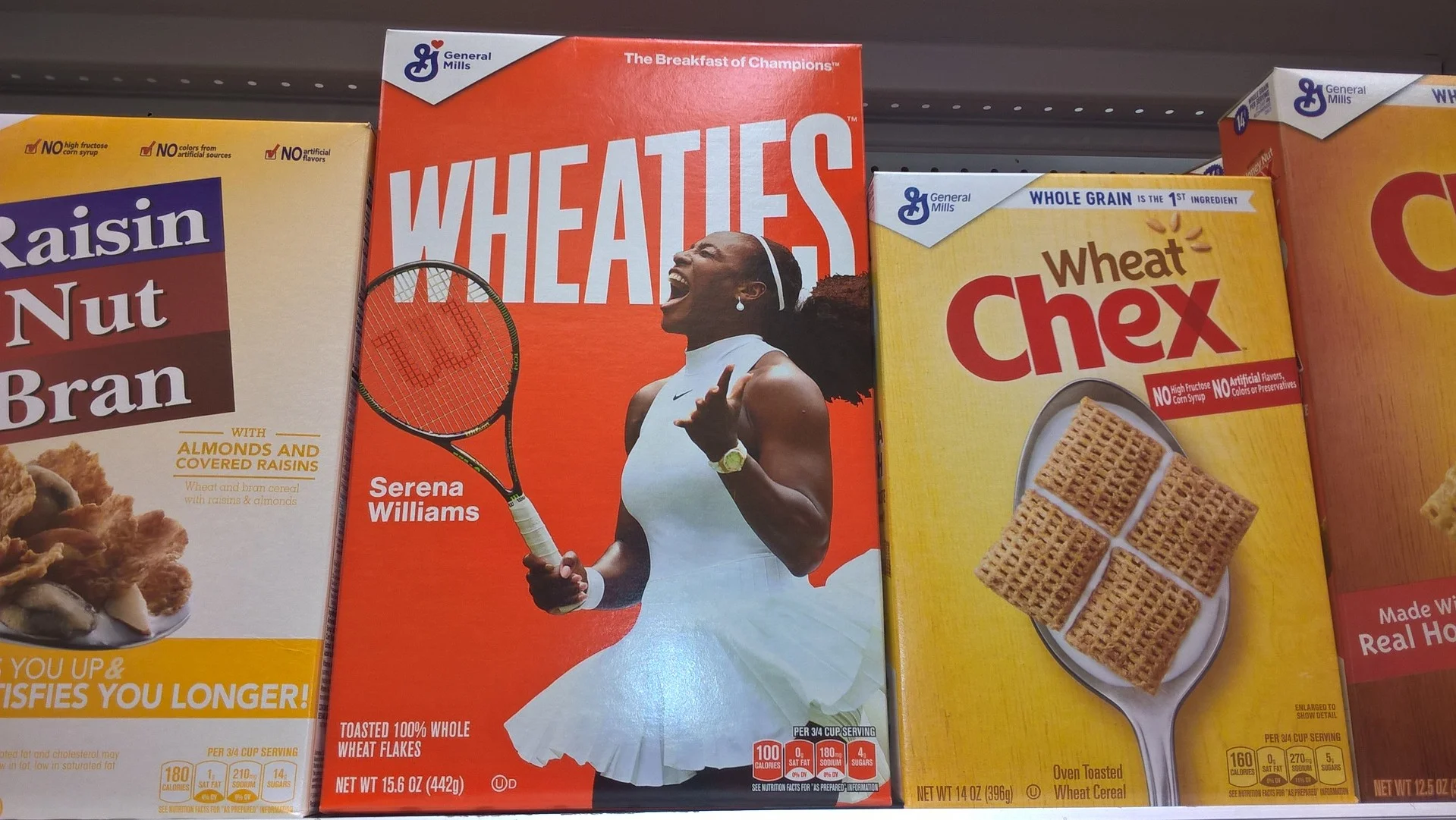 Serena Williams adorns the cover of the Wheaties box. Halleluiah! 