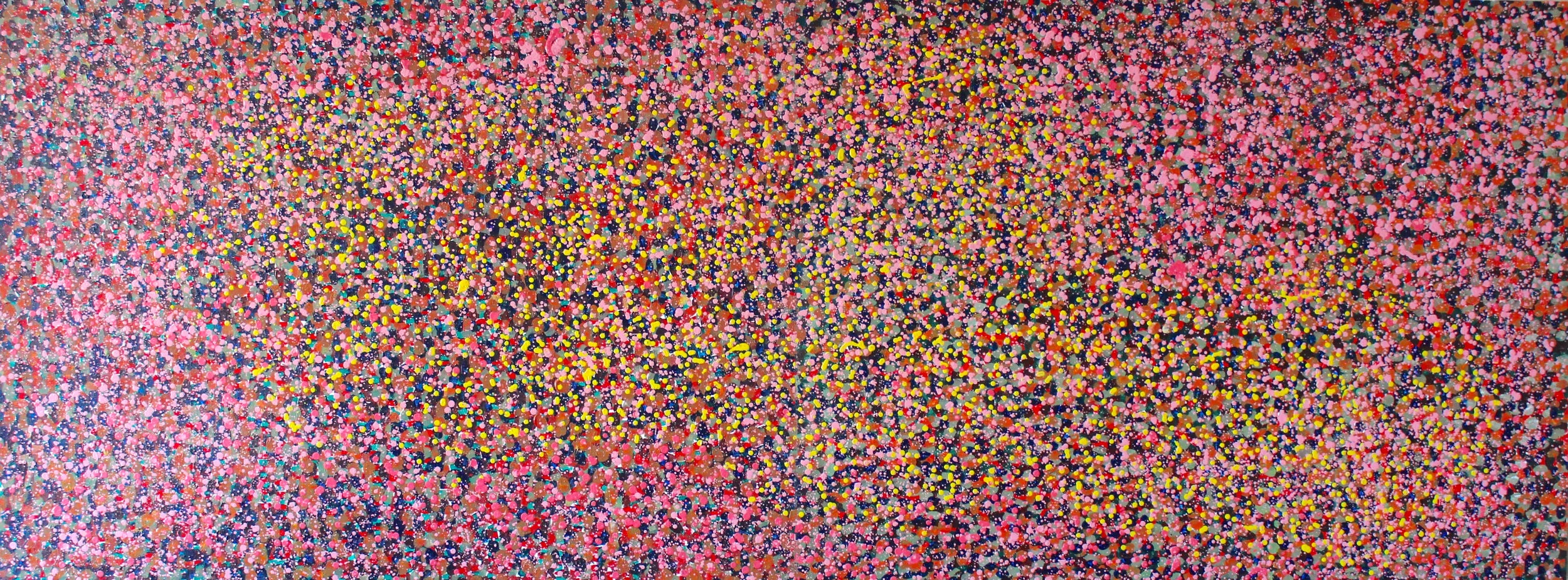Swarm, acrylic paint on wood, 36 x 96 inches, 2011 🔴