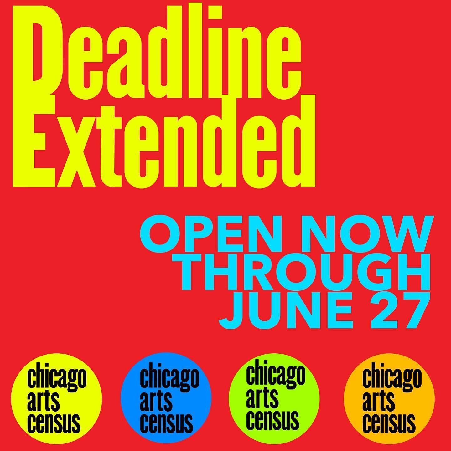 The Deadline has been Extended! The Chicago Arts Census is open Now through June 27th! Get Counted! 

Yes, indeed it is. Even a half completed survey is helpful! We need that data, coupled with your stories, to hold those in power accountable, speak 