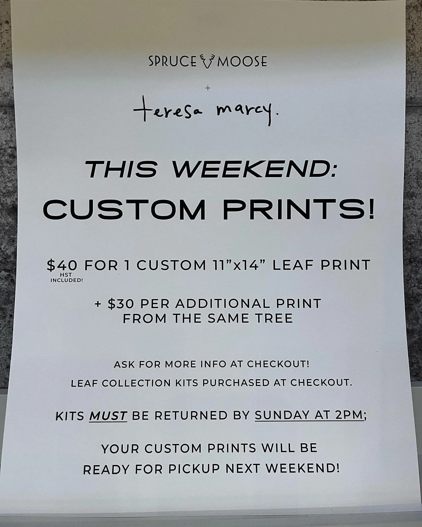 I am now offering custom prints though Spruce Moose at the Western Fair Market! Over the next few weeks, pick up a collection bag from Joel, collect a leaves and I will create a beautiful custom artwork for you!  @sprucemoosecanada