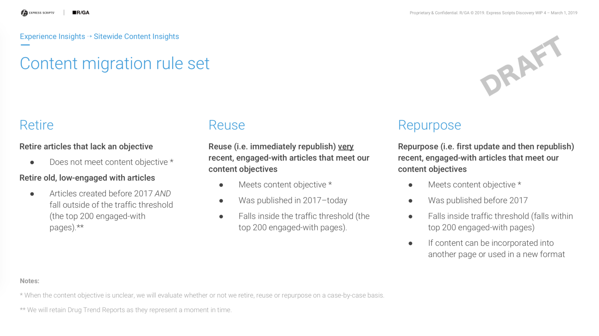 Migration plan for existing content