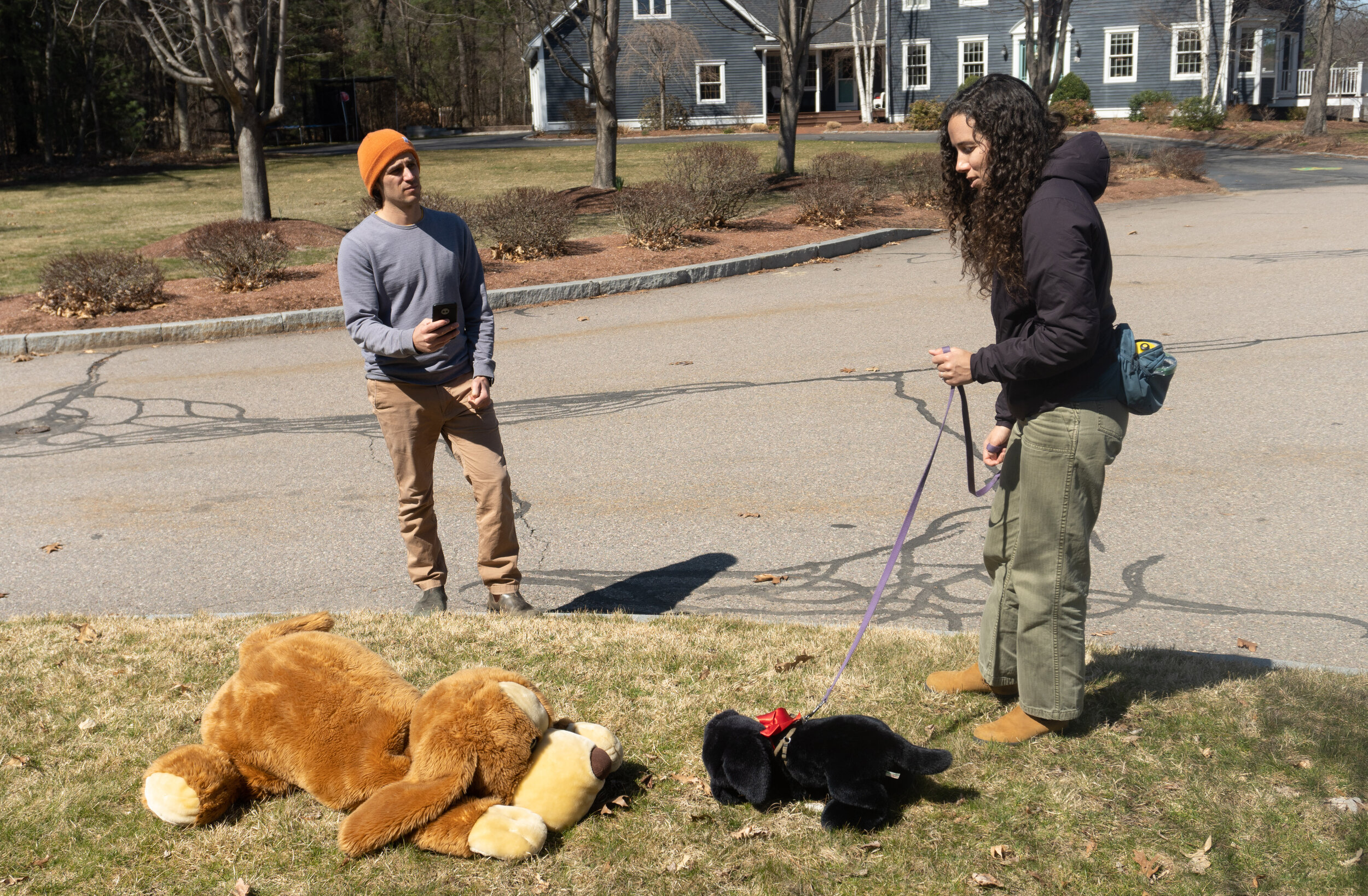 Devin is filming the interaction between our dog and the off leash dog in case we need evidence later on.