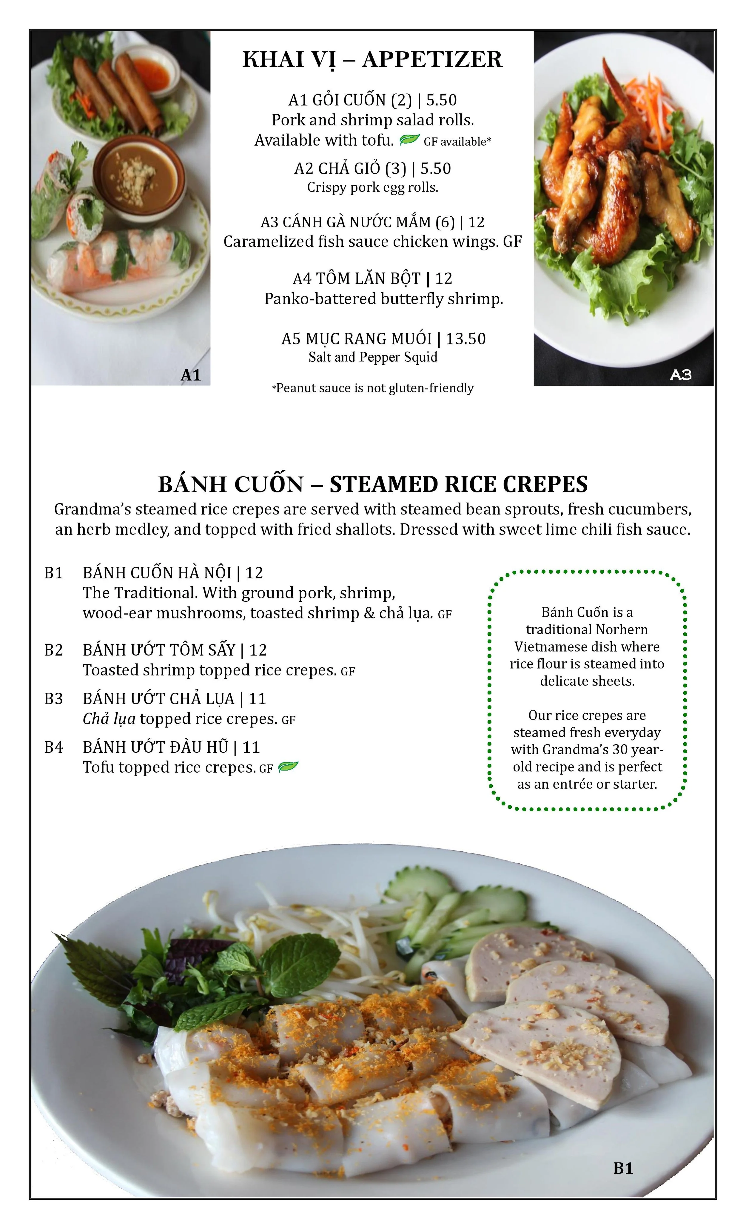 MENU — Hanoi Kitchen