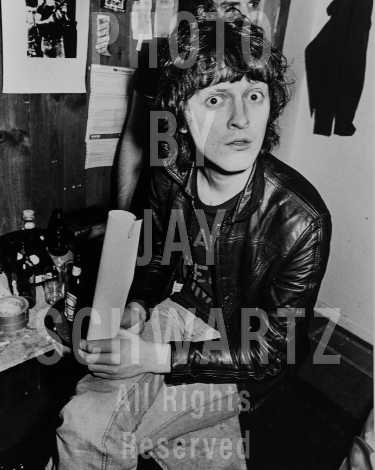 Jimmy Zero of The Dead Boys backstage at the Hot Club, 12/19/77 by Jay Schwartz