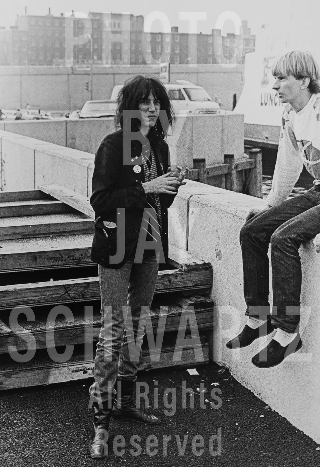 Patti Smith, backstage of Penn’s Landing Great Plaza stage, 9/5/77 by Jay Schwartz