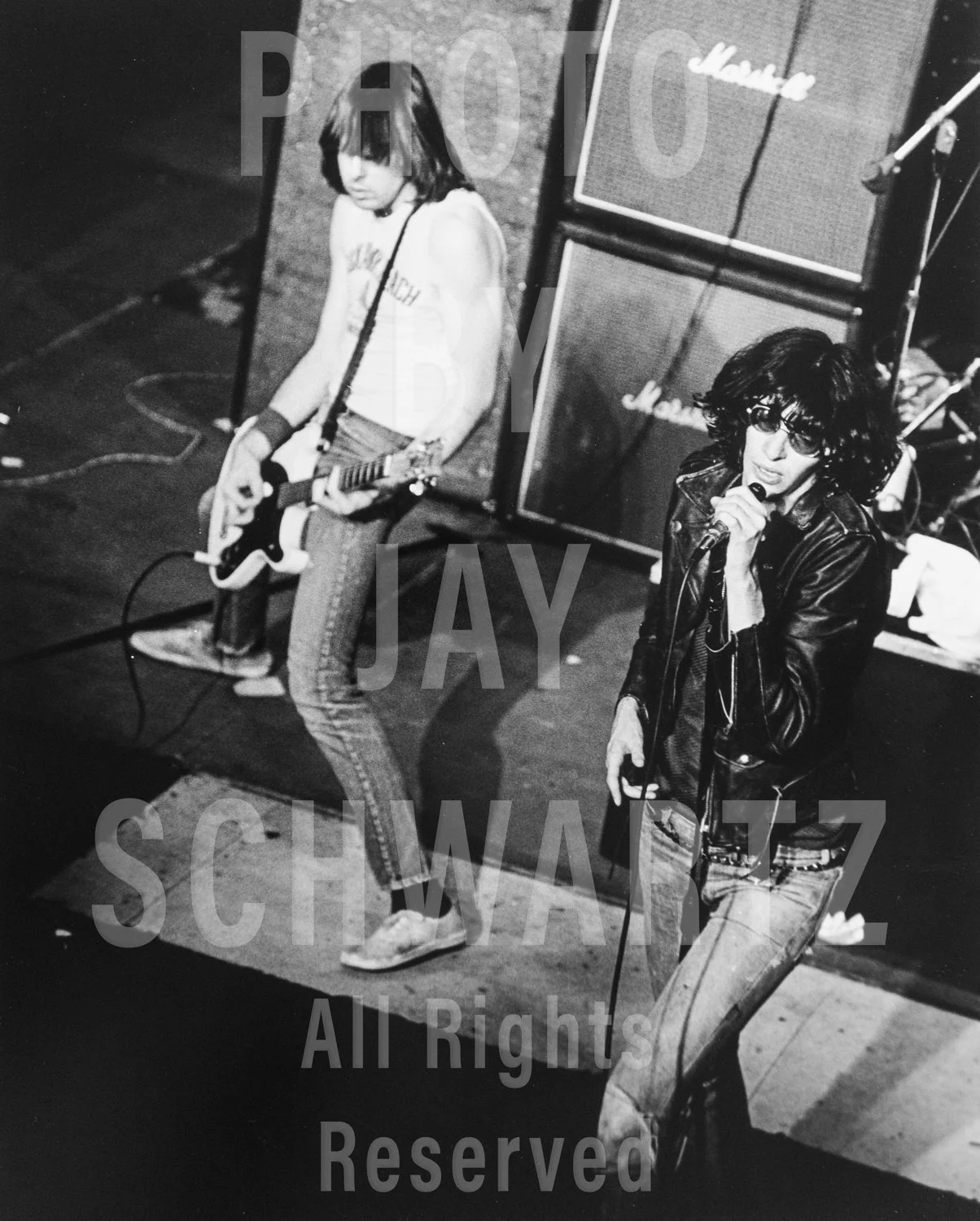 Johnny Ramone and Joey Ramone at the Walnut Street Theater, 10/20/78 by Jay Schwartz