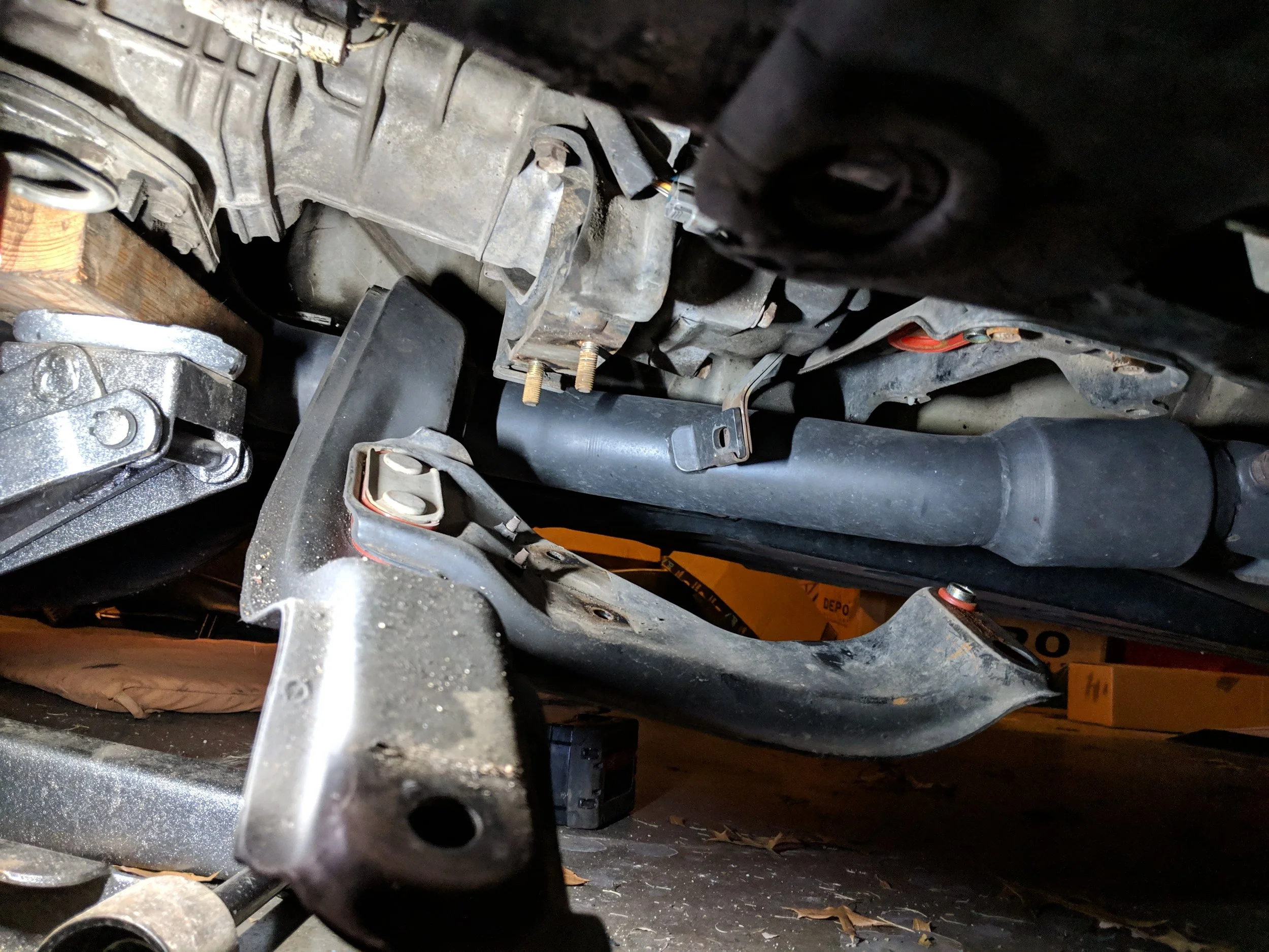 This is with the 17mm bolts removed. Ready to slide around and be removed.