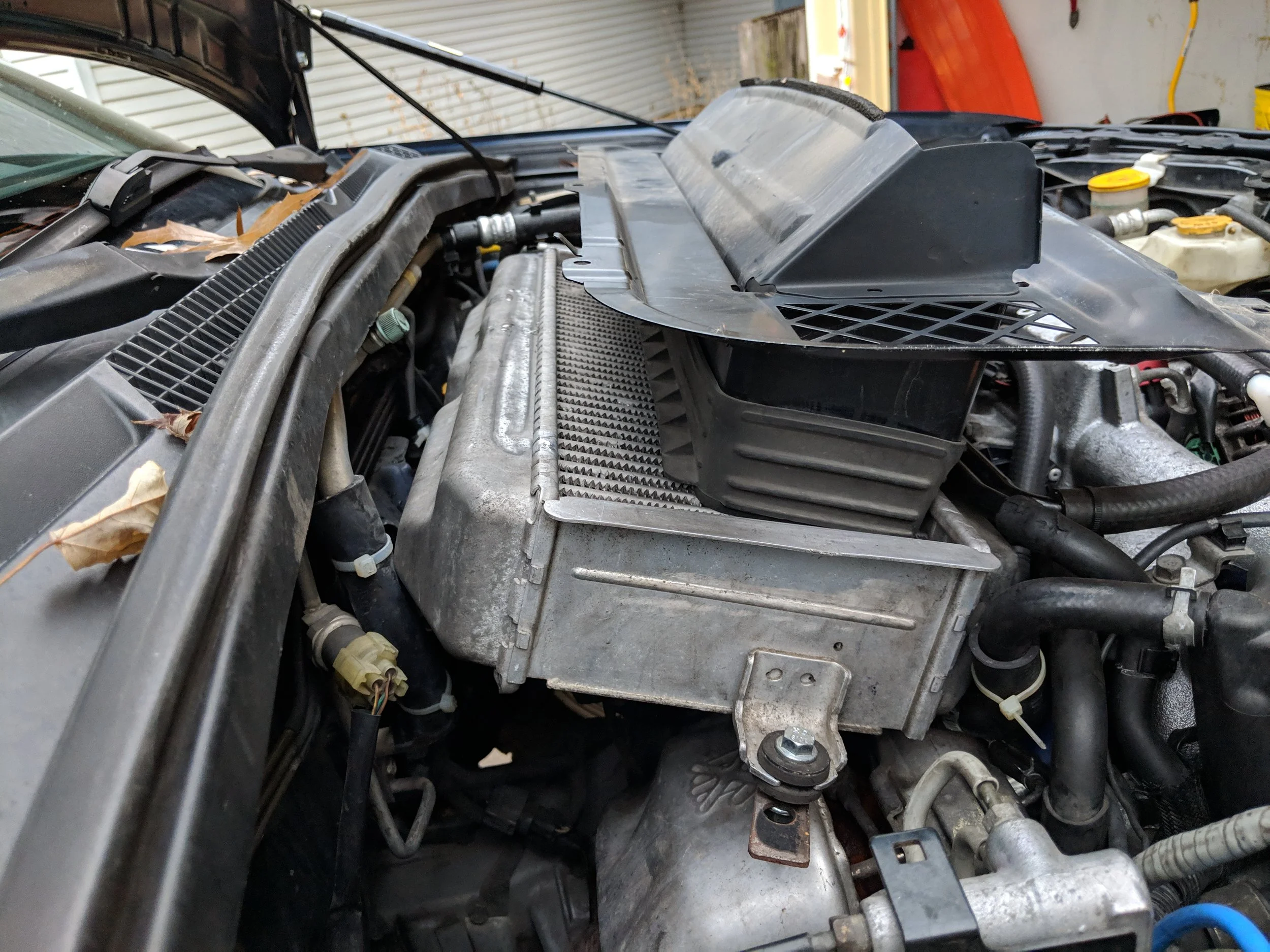 Stock splitter on +08 Sti intercooler. Plenty of surface area missed with this.