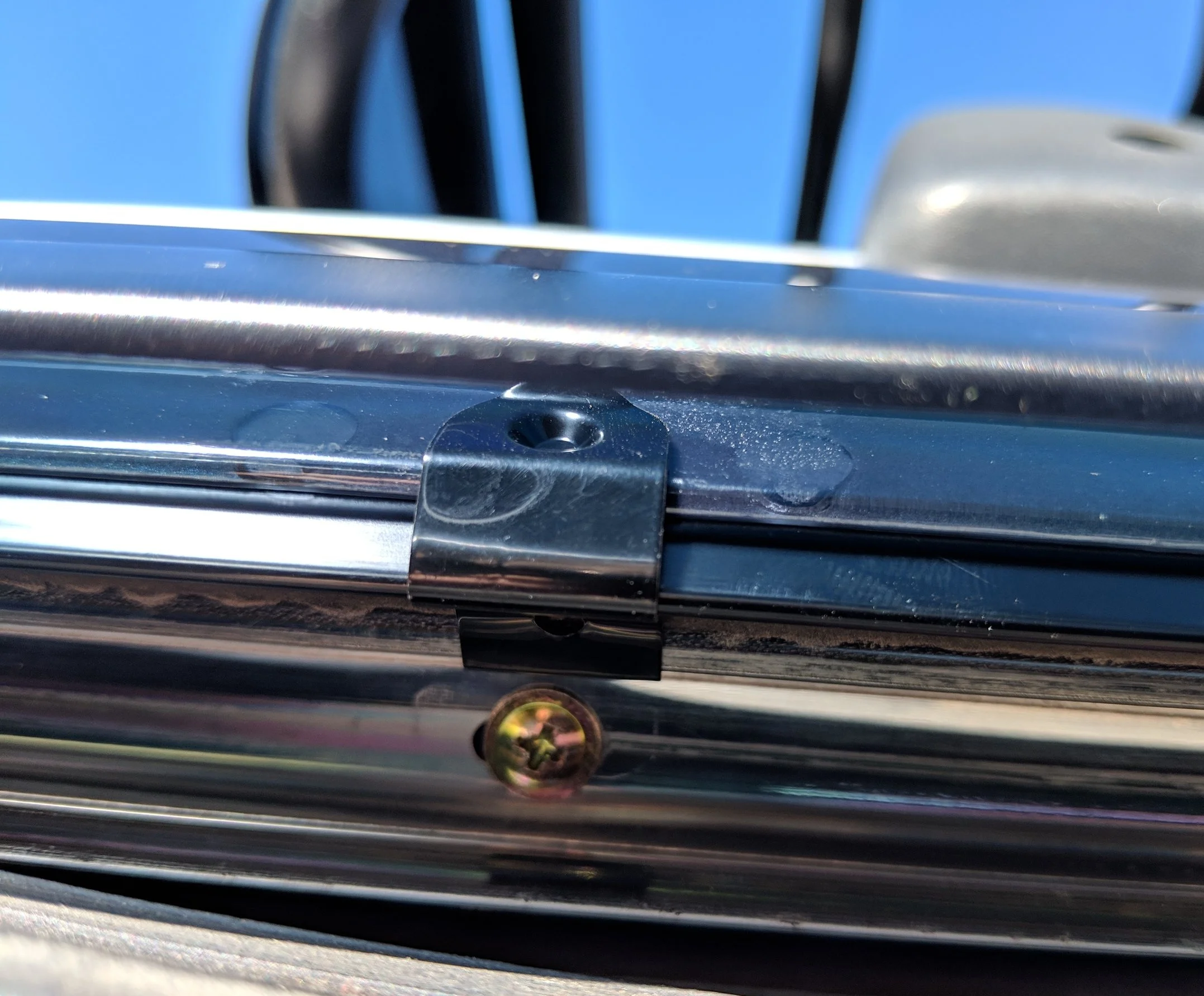 Rear clip in place located near a screw.