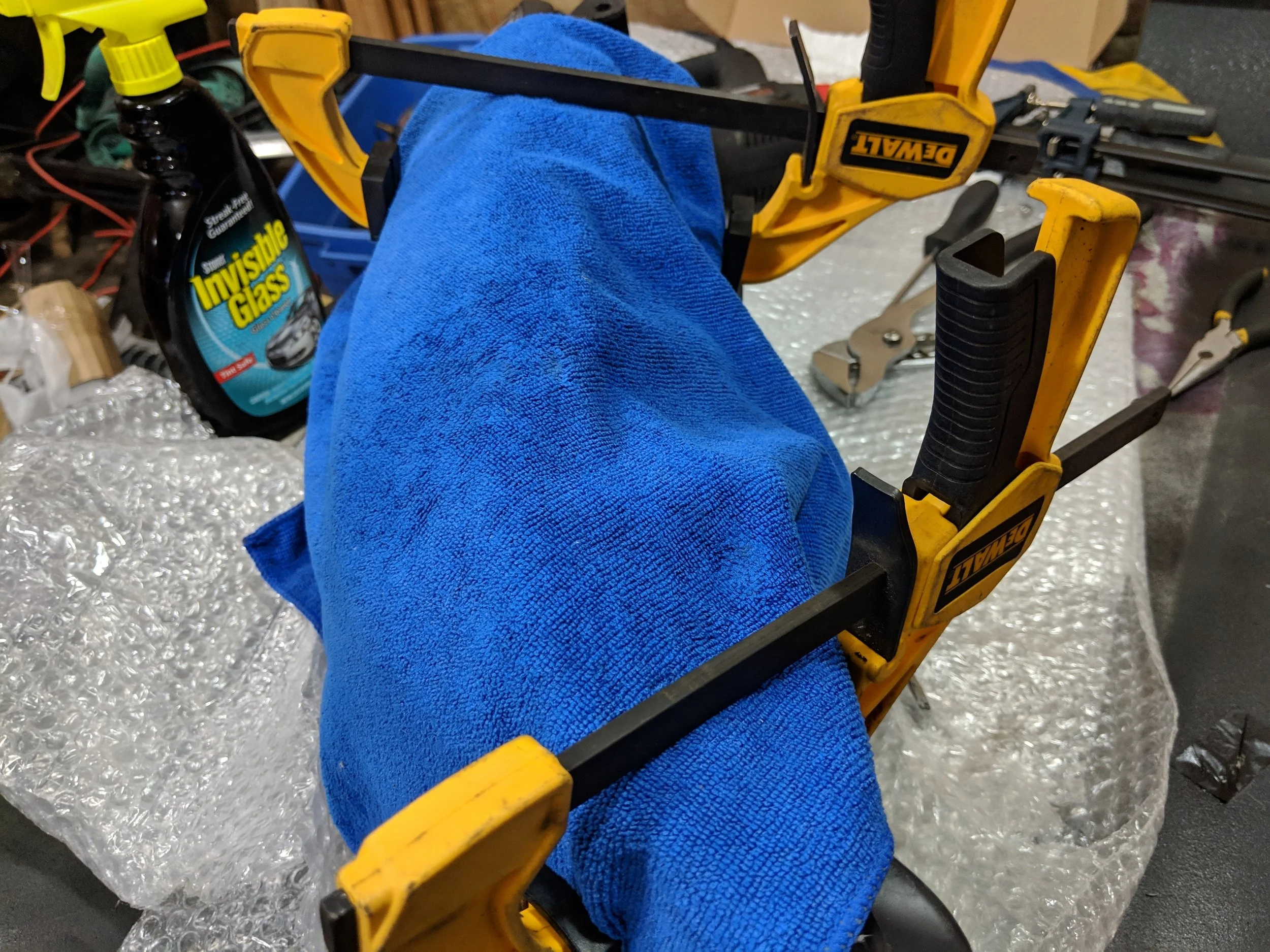 Clamps set and not pulled too tight but enough to allow the seal to fully cure while it cools down.