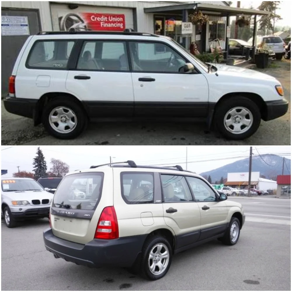 A 2000 model and 2003 shown with their C-pillars from the factory.