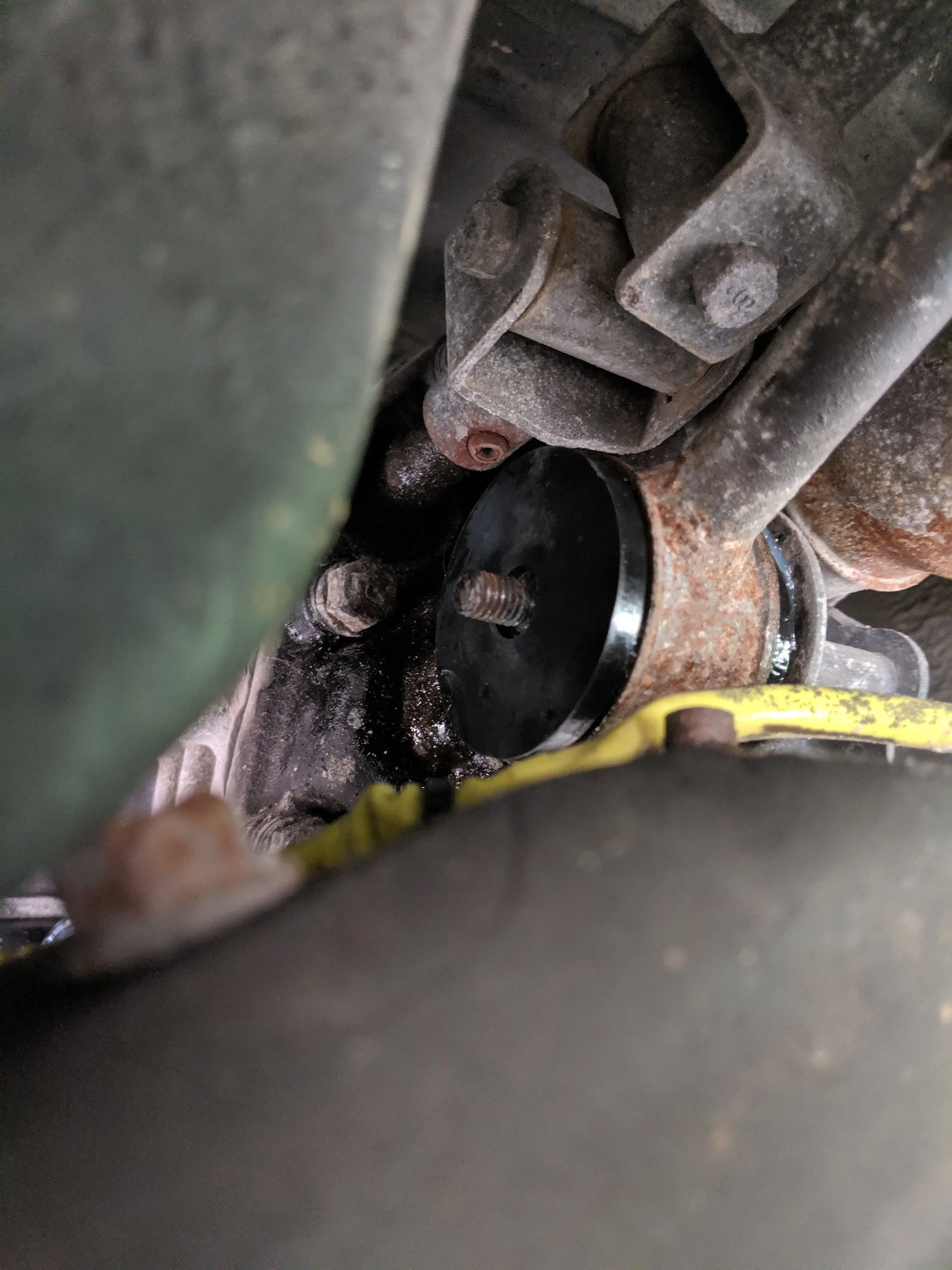 The bushing is set and ready for the washer and nut to complete it.