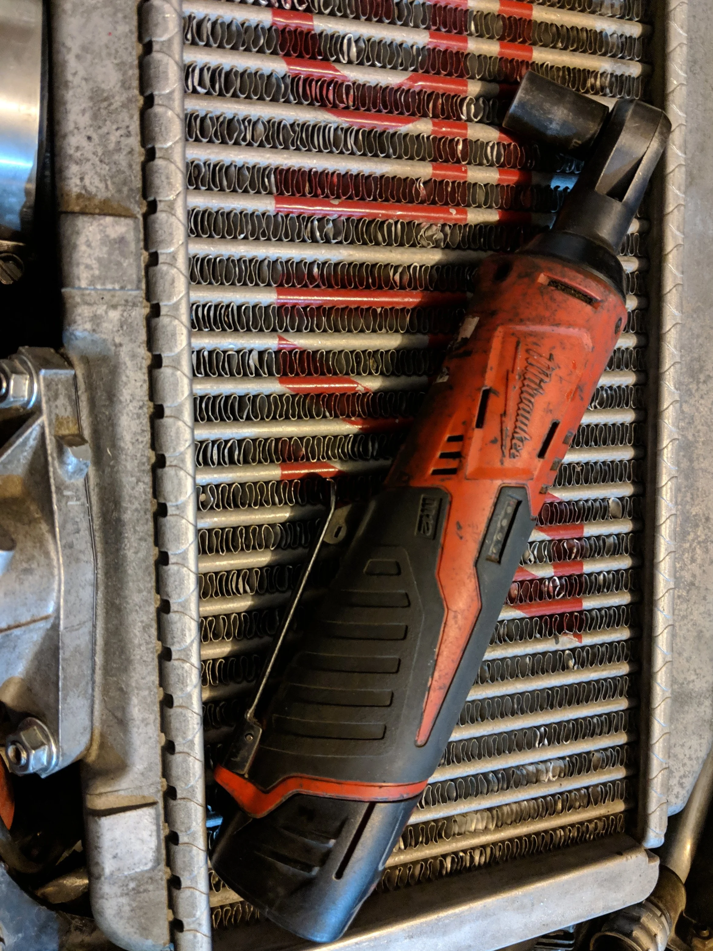 If I am working on my Subaru, this tool is probably not too far away. Milwaukee 3/8th electric ratchet
