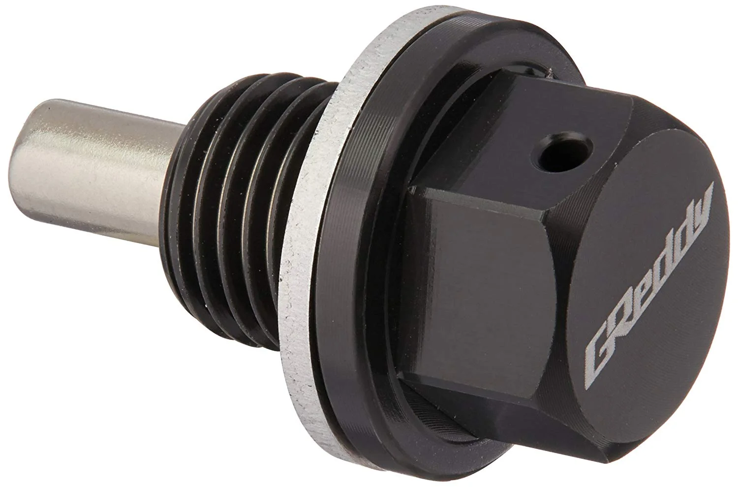Replacing your factory drain plug is this GReddy unit. Helping keep the metal out of the oil supply and stuck on the plug.