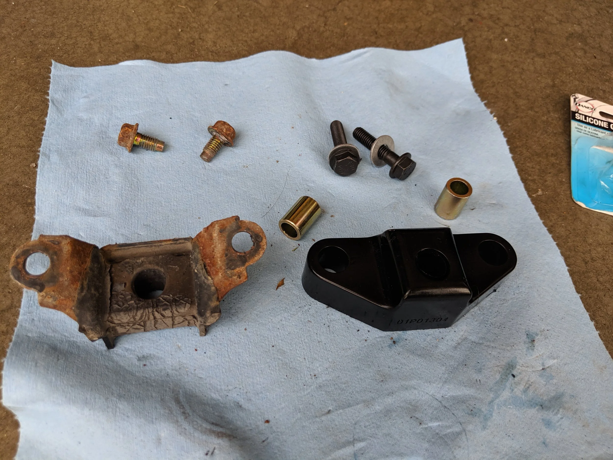 Another before and after. You can visually see just how much more solid the new bushing is.