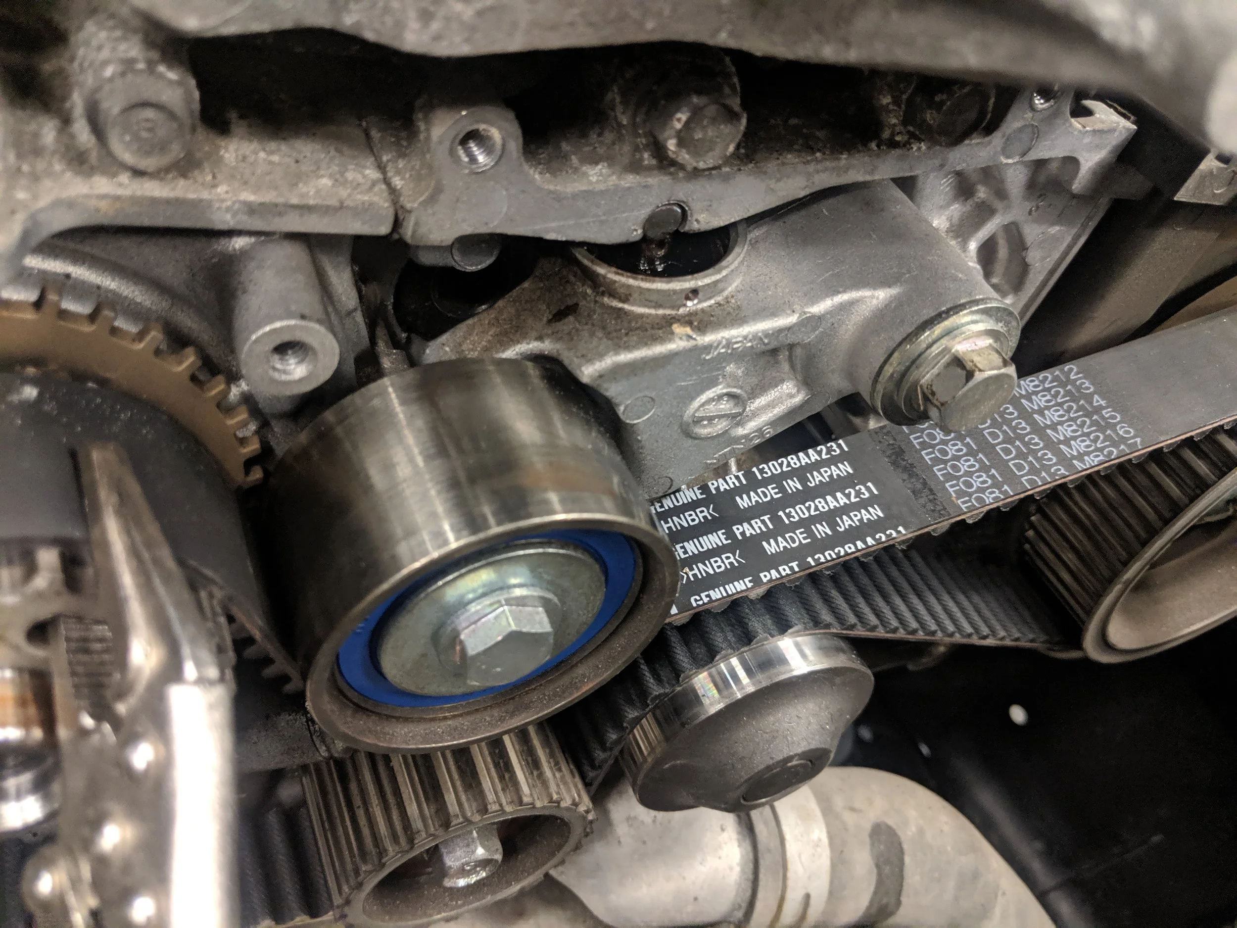 Pin pulled, belt is now under tension.