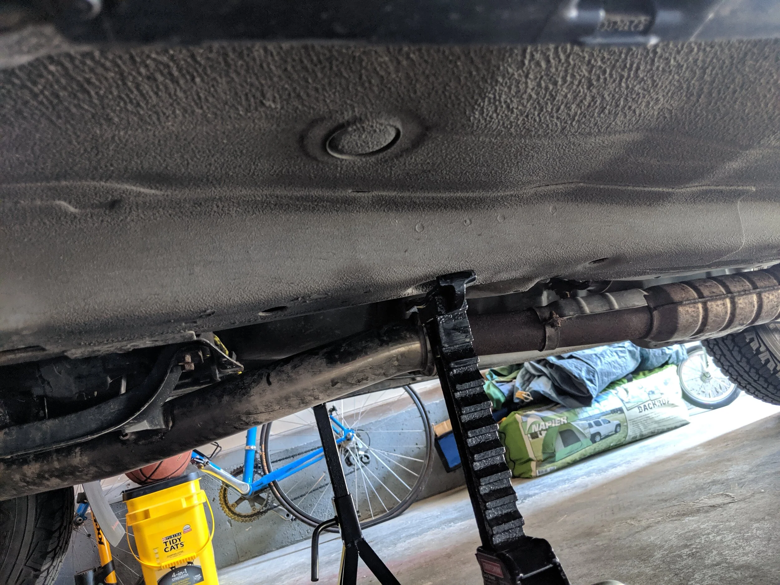 This is an excellent location to support your vehicle while giving you a good amount of height to make working underneath the car easier.