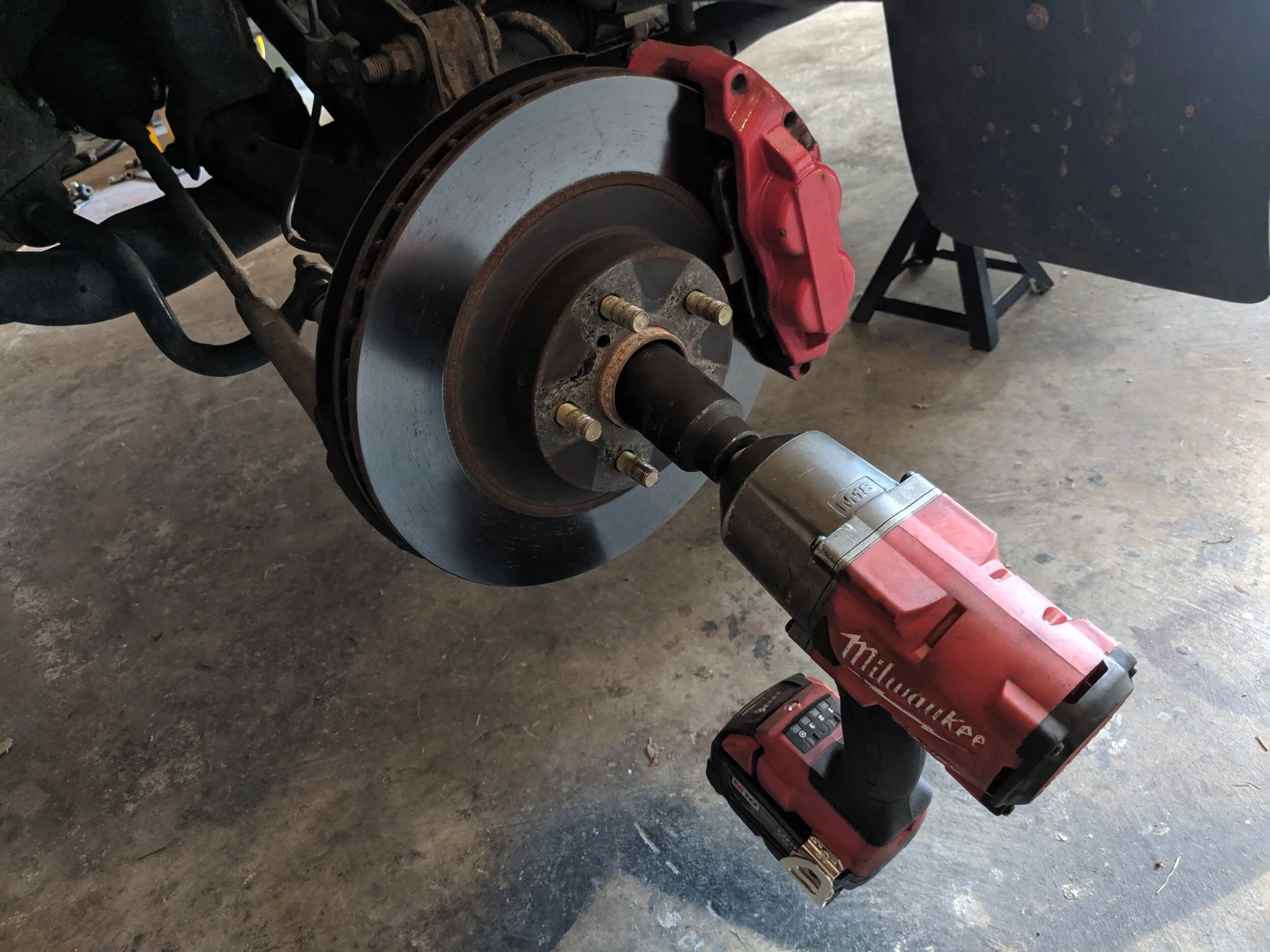 Off with the axle nuts. This is just a precaution when you are moving the spindle around. If you move it too far with the axle nut bolted on, you can accidentally pull the axle apart. Making your fun install a less fun time.