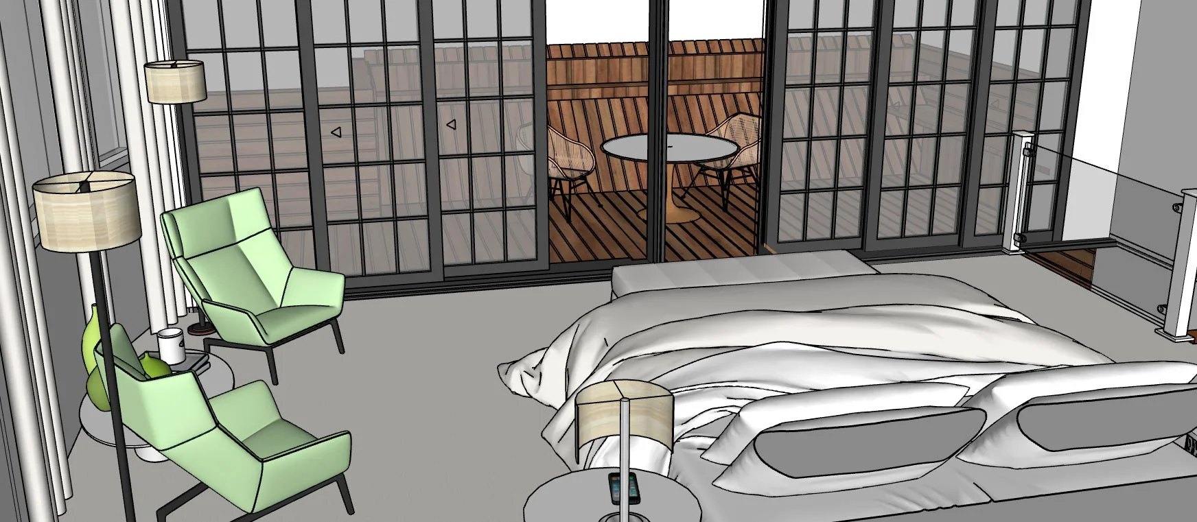 view of deck from the floating wall
