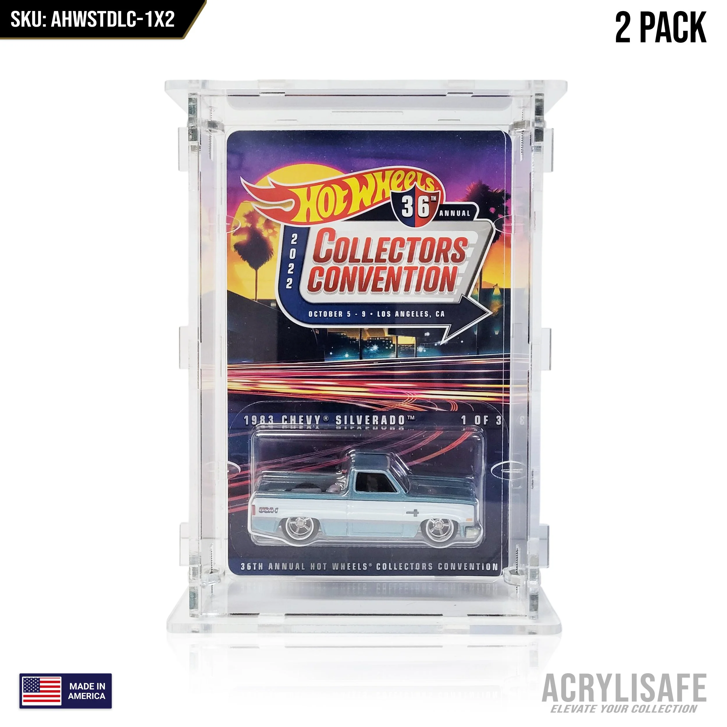 HW Single Long Card Acrylic Case Clear - 2 Pack