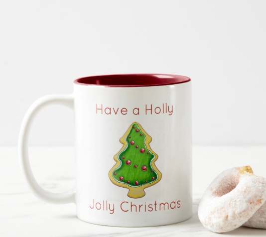 “Holly Jolly Christmas Tree Mug” available in my Zazzle shop