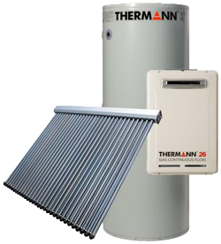 Thermann evacuated tube solar gas boosted hot water systems offer reliability and efficiency. Passive sun tracking means more of the suns rays are converted to usable hot water throughout the day - reducing your power bills.
