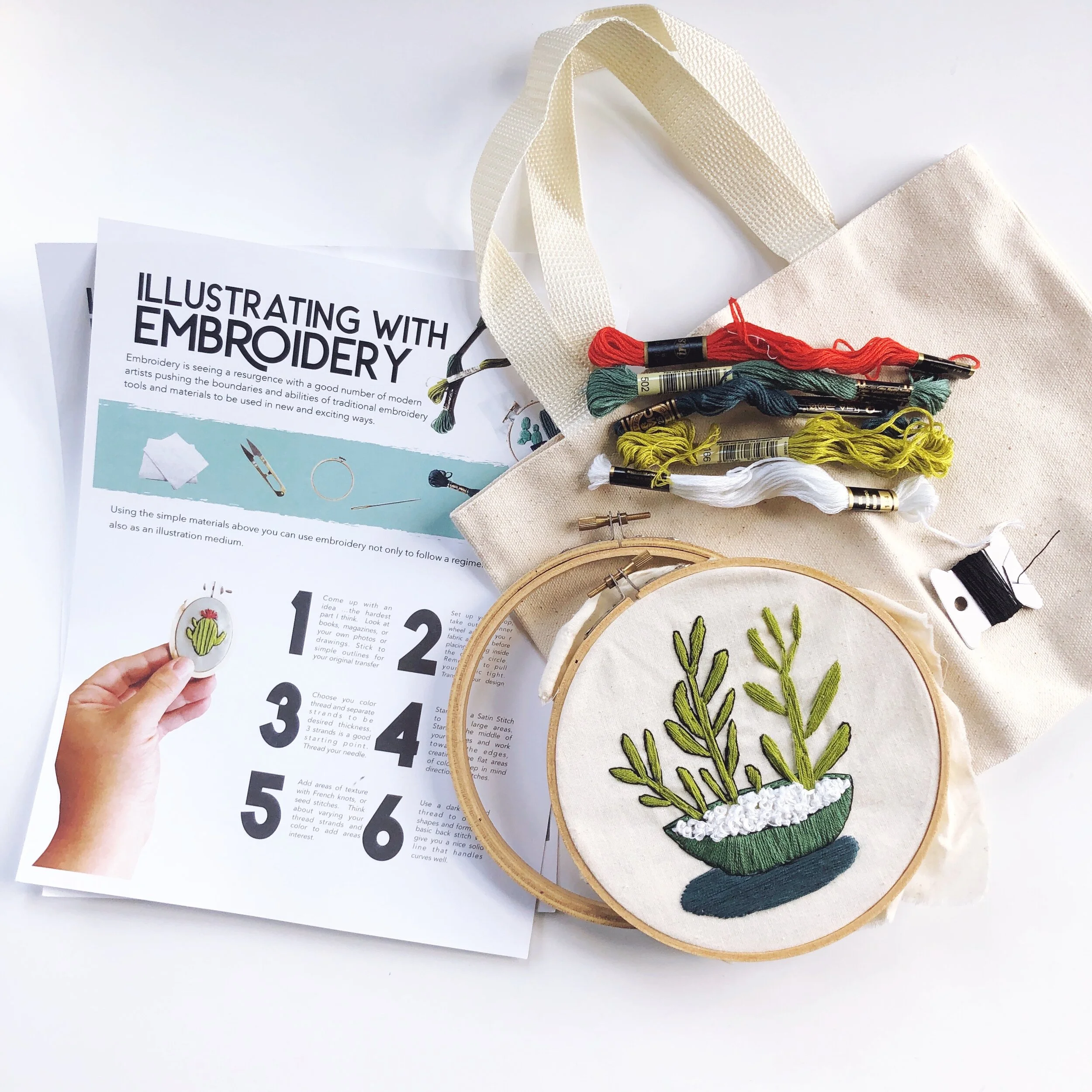 Embroidery Kit - 6" hoops for 2 with patterns