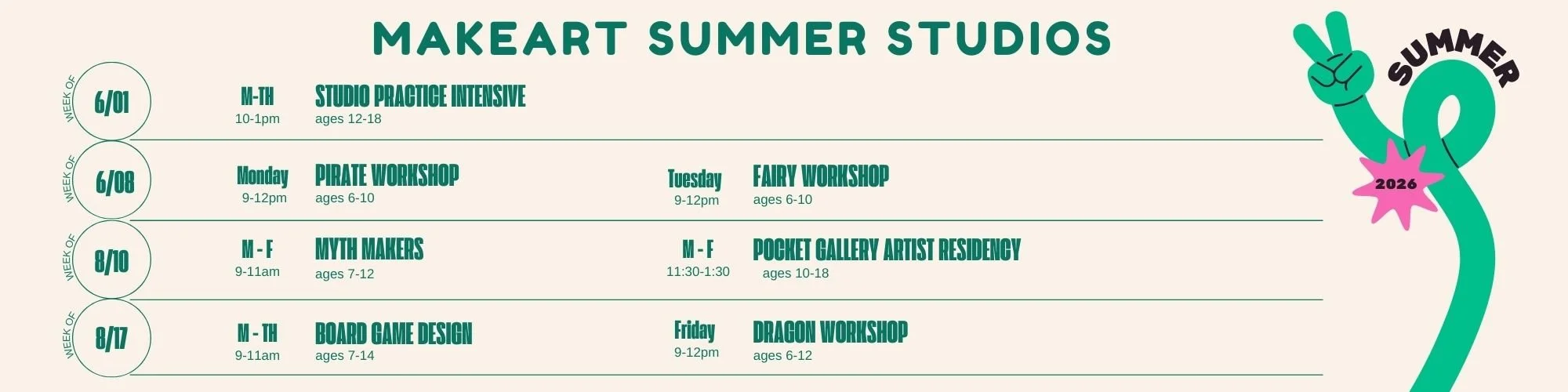 makert summer schedule 2026