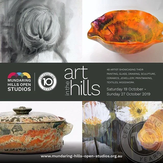 This year marks the Tenth Anniversary of the @mundaringhillsopenstudios 
Ongoing participation has given the artistic community living in the Mundaring hills the opportunity to open their studios in late October and to share their work and environment with fellow artists and visitors.

Following a successful trial of extended opening times last year, some 27 studios and the work of 49 artists will be showcased this season between Saturday 19 and
Sunday 27 October (including the two consecutive weekends) Actual opening days are individual for each studio and their times are detailed in the brochure (and on the web.) I shall be open for the two weekends only.

The Mundaring Hills Open Studio event is rare opportunity to experience the lives of our local artists and to gain an insight into their work environment, skills and methods.

The open studios will give you access to art work in an incredible range of mediums – from glass and ceramics to oil paint, water colours, textiles, wood and recycled metals and much more. 
The artists too range across the spectrum – from professionals with international acclaim to those who work part time or as a hobby – and all of them want to share their creativity with you. This is an opportunity to talk to them, explore techniques, share ideas, admire art and even acquire a unique piece of local artwork.

On the trail there are also many delicious food venues, pubs and wineries and a range of picnic spots – all welcoming you to the hills environment and helping you to create a memorable visit.

I look forward to seeing you at my studio soon - save the dates 😄
.
.
.
.
.
#hills #instaartist #Perth #art #exhibition @instagramartist #follow #journeyofanartist  #mood #expression #nature #phototoday #abstractart #contemporaryart #experiment #abstractexpressionism #dscolour #doitfortheprocess #languageofpainters #livewithart #perthcreatives #palette #interior #interior-design #westernaustralia #exhbition #artlist #artists #instaart #follow @Instagram #rachelgillam #openstudio #artforsale