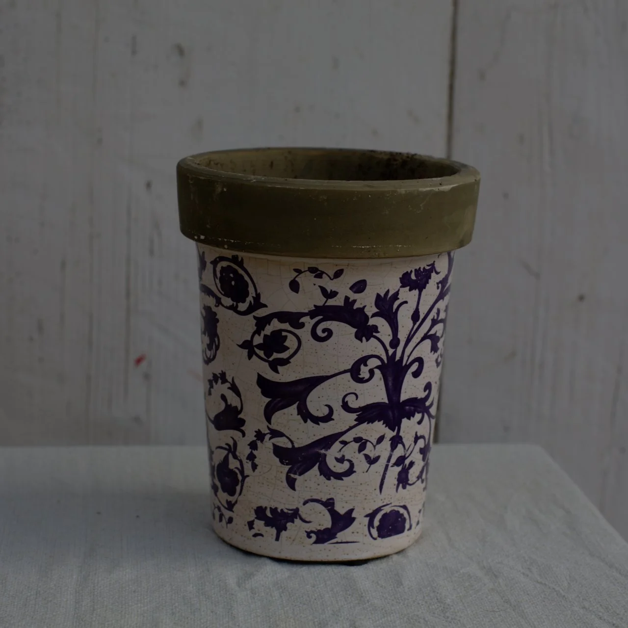 2e VIE : Pot rond céramique (motifs violets) par lot