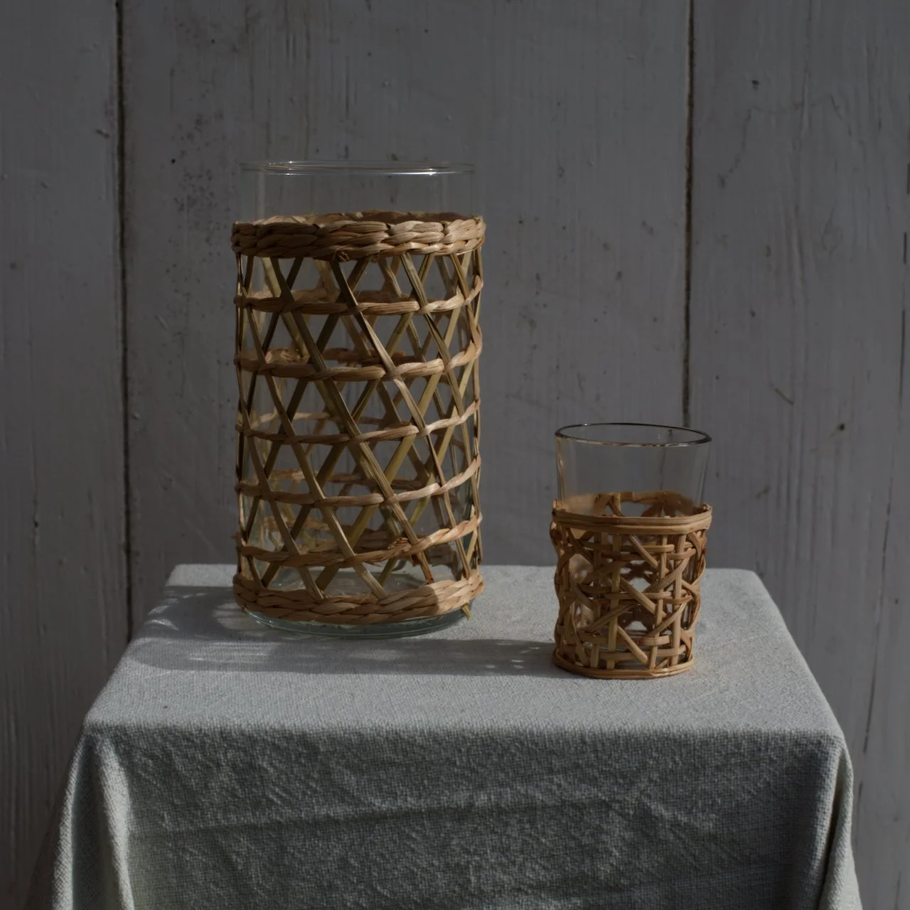 2e VIE : Photophores avec tressage en bambou par lot