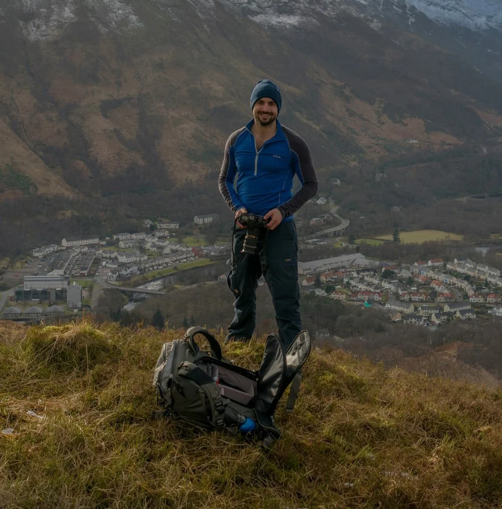 Mark Tolcher on location in the Scottish Highlands